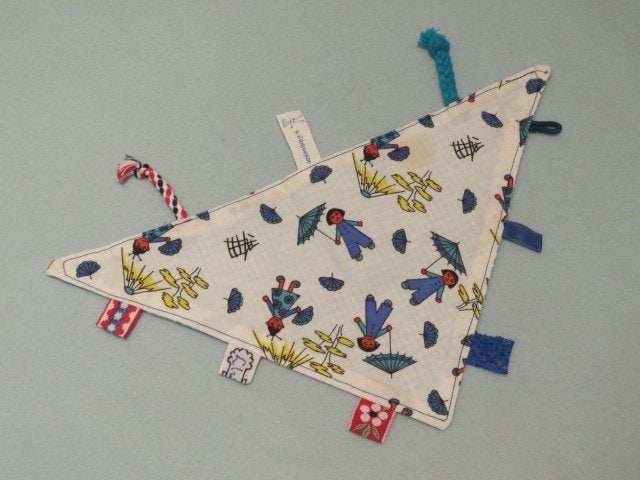 Nieuw handgemaakt labeldoekje knuffeldoekje met chineesjes 3, Handgemaakt, Overige typen, Blauw, Nieuw