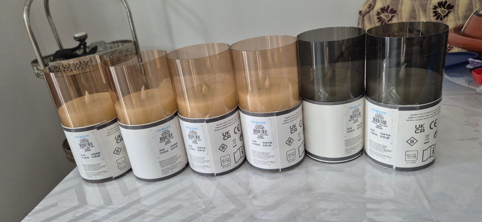 Primark Kaarlicht Houders - Taupe en Zwart (6 stuks), Huis en Inrichting, Kunststof, Meerkleurig, Overige merken, Waxinelichthouder