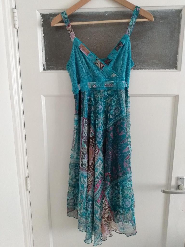 Jurkje, turquoise/blauw, maat 36/maat S, Kleding | Dames, Jurken, Blauw, Ophalen of Verzenden, Zo goed als nieuw, Knielengte