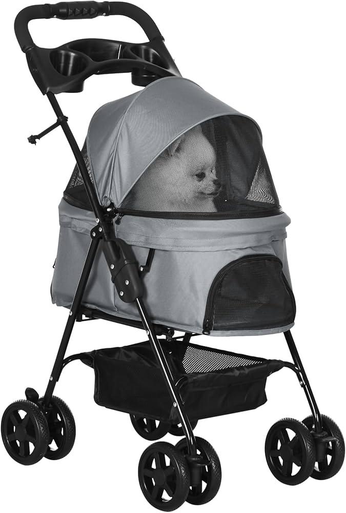 Opvouwbare buggy voor Honden en Katten Grijs 67 x 45 x 96 cm, Dieren en Toebehoren, Ophalen of Verzenden, Nieuw