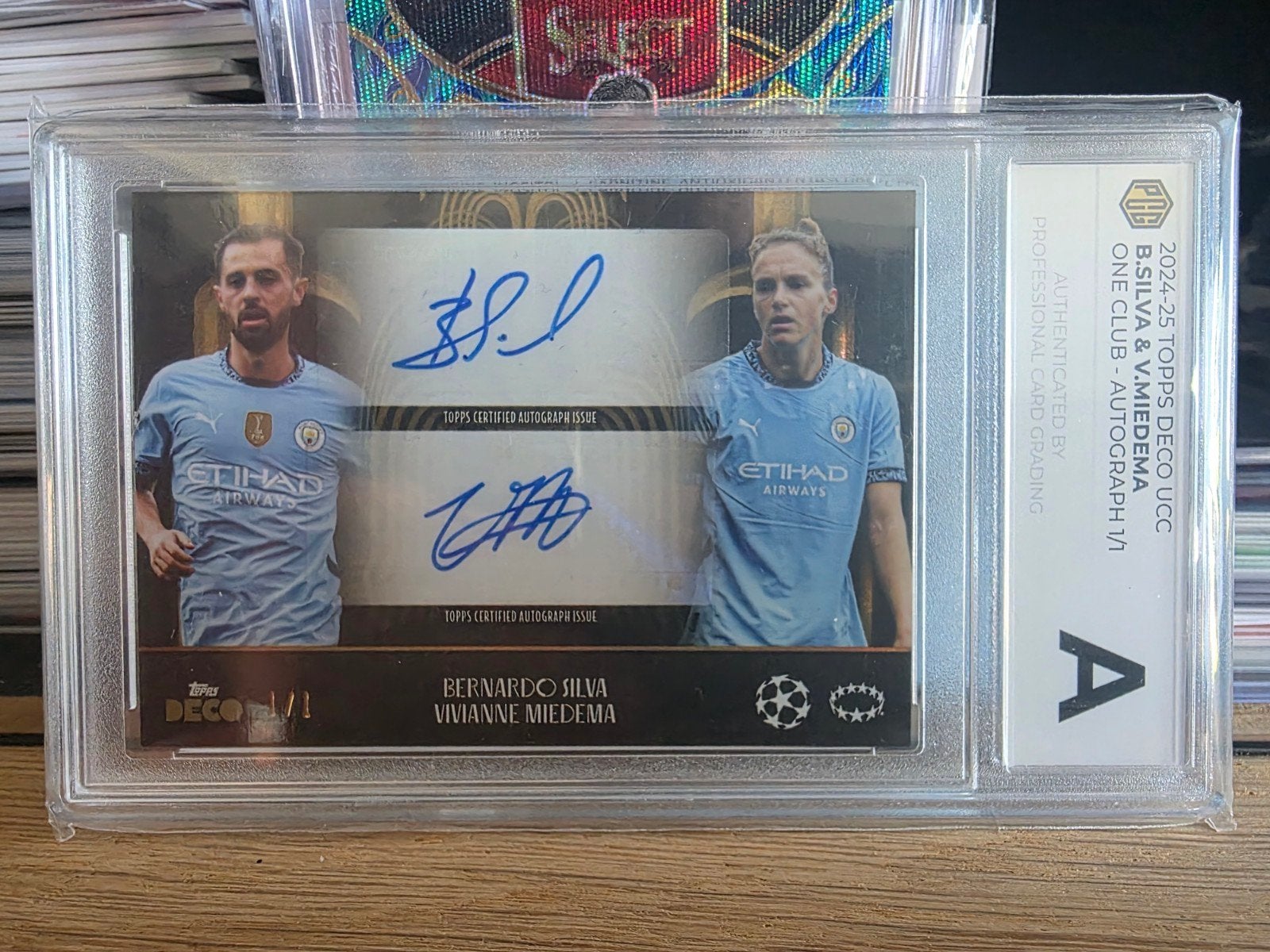 Topps Deco 1/1 Manchester City Silva & Miedema auto, Ophalen of Verzenden, Zo goed als nieuw, Buitenlandse clubs, Spelerskaart