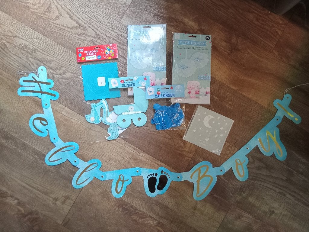 Versiering geboorte jongen, gender reveal, Ophalen of Verzenden, Zo goed als nieuw, Versiering, Geboorte of Huwelijk