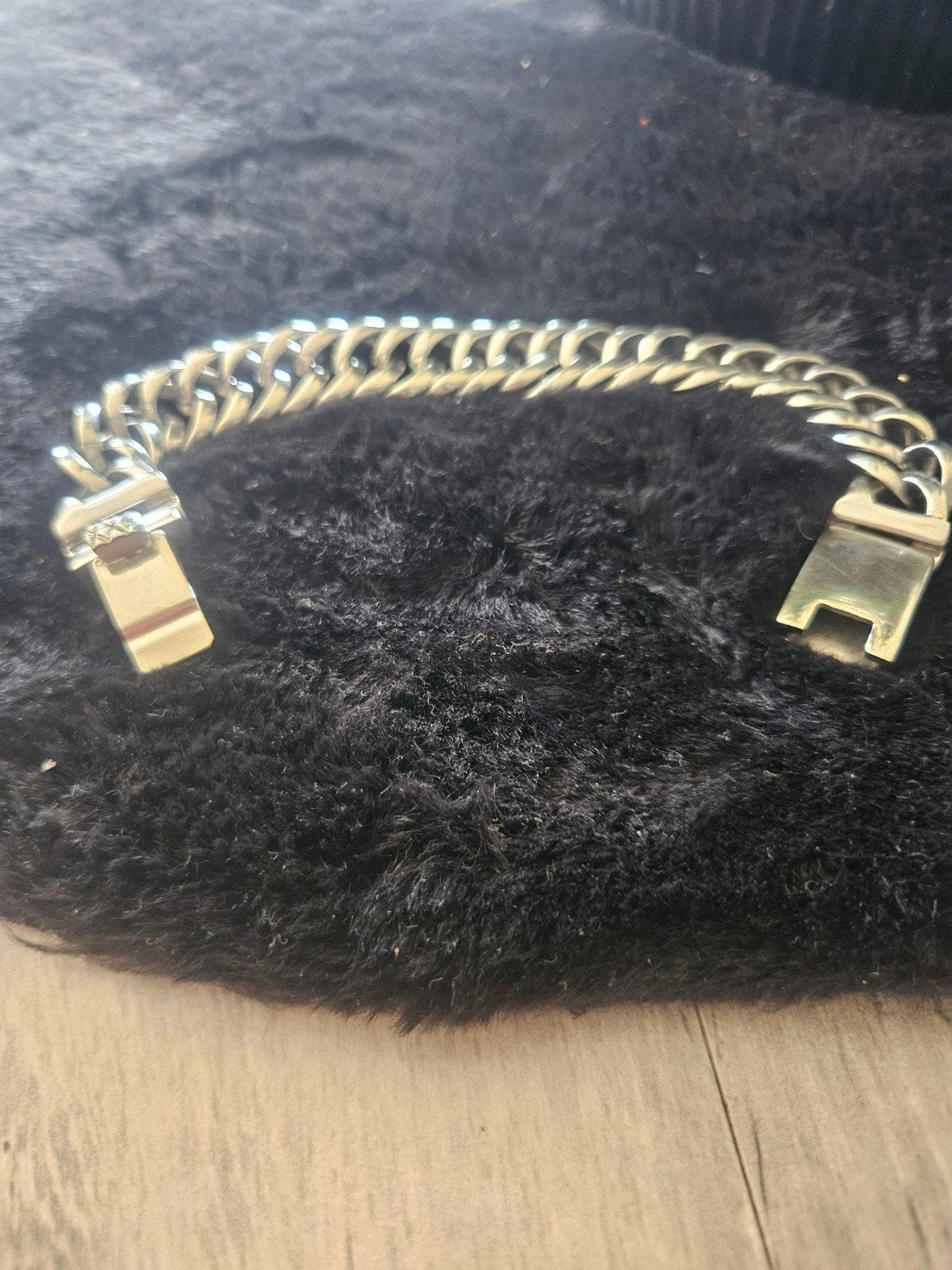 Stalen schakelarmband dames, Sieraden, Tassen en Uiterlijk, Armbanden, Ophalen, Zo goed als nieuw, Zilver, Staal