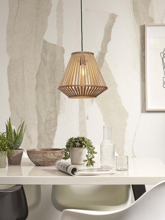 Good & Mojo hanglamp bamboe 30x30x30cm, Huis en Inrichting, Lampen | Hanglampen, Nieuw, Ophalen of Verzenden, Modern, 75 cm of meer