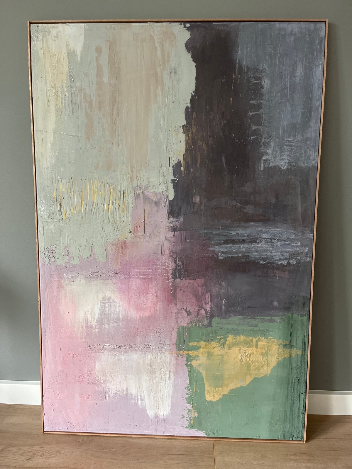 Abstract Kunstwerk HKLiving Stijl met Houten Lijst, Antiek en Kunst, Ophalen of Verzenden
