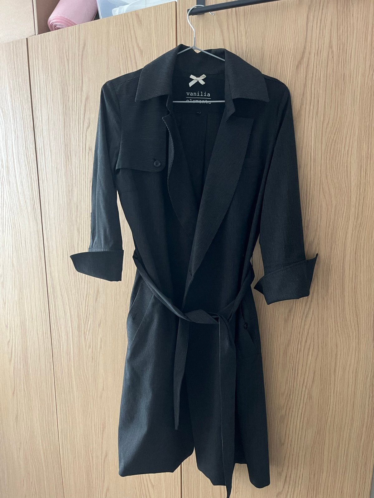 Vanilia Elements Trenchcoat - Zwart met streepdessin, Ophalen of Verzenden, Zo goed als nieuw, Maat 34 (XS) of kleiner, Zwart
