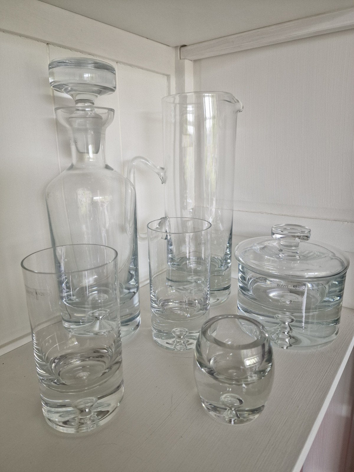 Krosno Glaswerk Set: Karaf, Kannen, Glazen en Pot, Ophalen