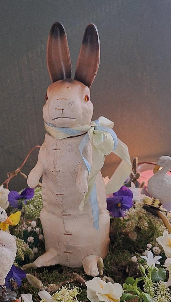 ANTIEKE OUDE PAASHAAS PAPIER MACHÉ, Verzenden
