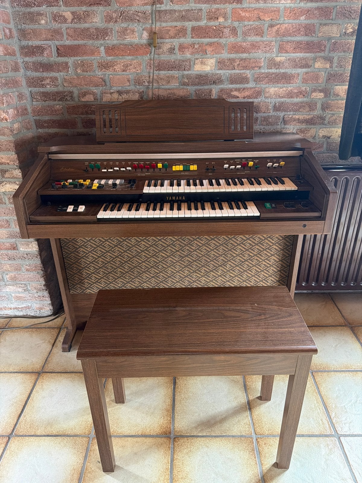 Vintage Yamaha Electone Orgel met Bankje, Ophalen, Gebruikt, 2 klavieren, Orgel