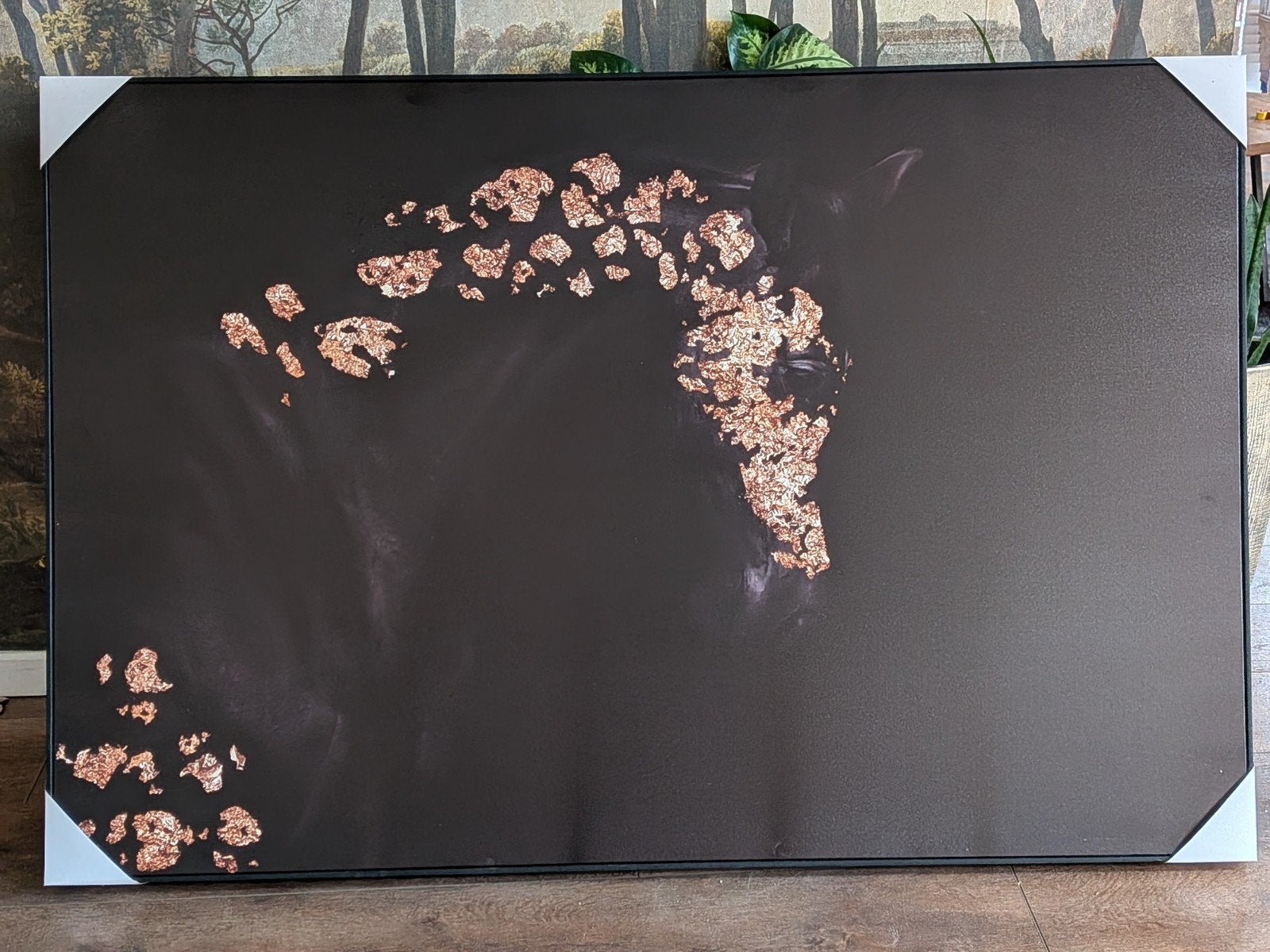 Canvas Schilderij Paard met Goud - 150x100cm, Ophalen, Dieren