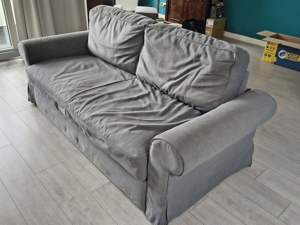 Bank, grijze slaapbank, Huis en Inrichting, Ophalen, Gebruikt, 150 tot 200 cm, Tweepersoons