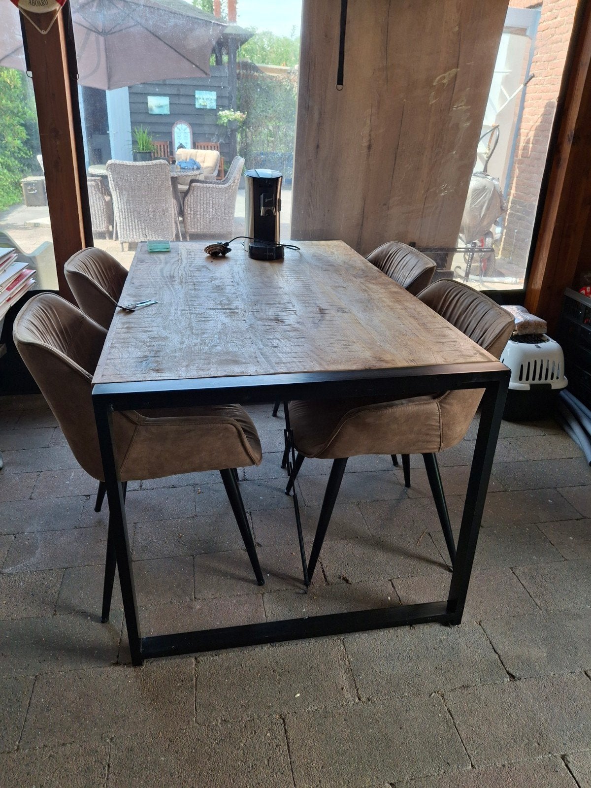 Eettafel met stoelen, Huis en Inrichting, Tafels | Eettafels, Ophalen of Verzenden, Zo goed als nieuw, Rechthoekig, 50 tot 100 cm