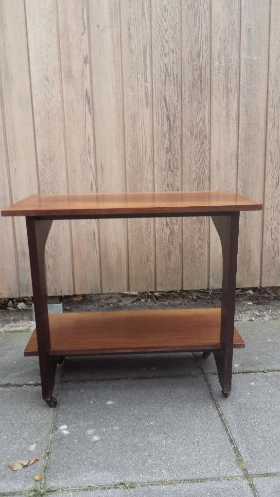 Vintage retro tv-meubel op wielen, teakhout, jaren 60-design, Ophalen, Gebruikt, Teakhout, 50 tot 100 cm