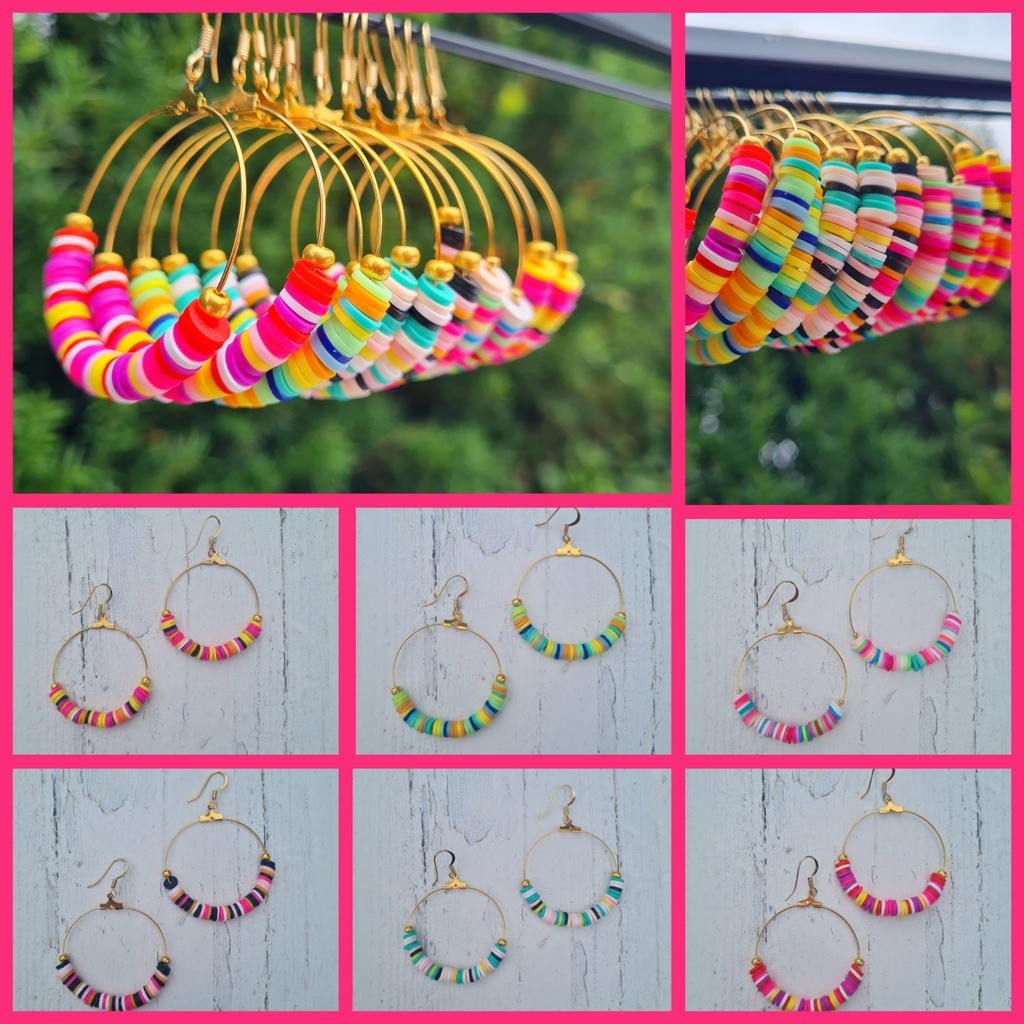 Ibiza 💕 oorbellen rond kleurrijk 3 euro pp nieuw, Overige materialen, Hangers, Nieuw, Ophalen of Verzenden