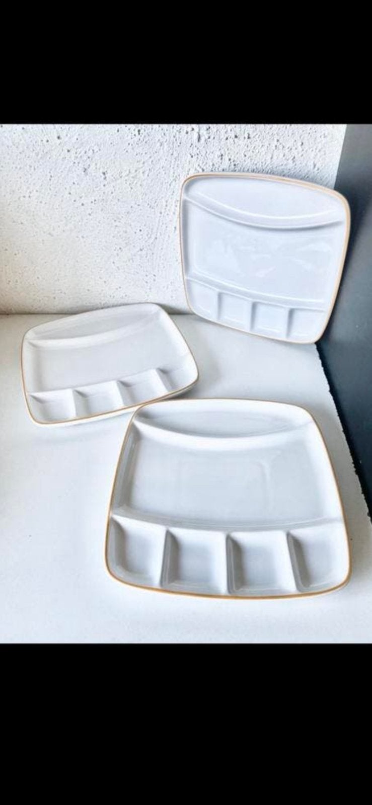 3-delige set FONDUE-/GOURMET-/TAPAS BORDEN, Huis en Inrichting, Keuken | Servies, Ophalen of Verzenden, Zo goed als nieuw, Bord(en)