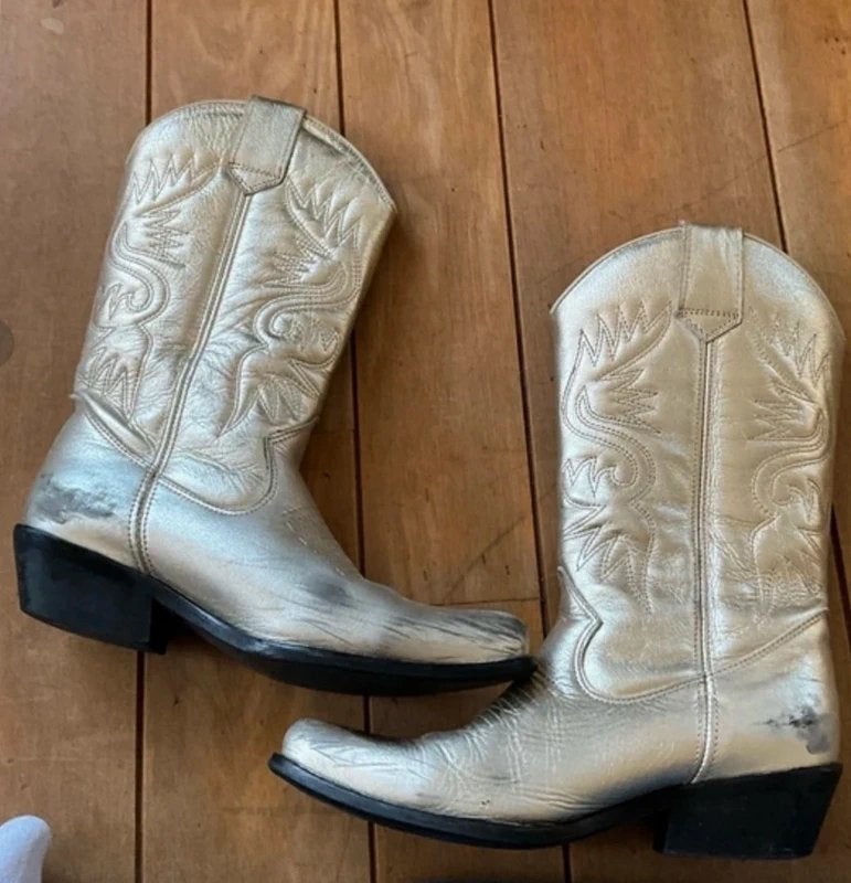 Gouden leren cowboy laarzen, Ophalen of Verzenden, Gedragen