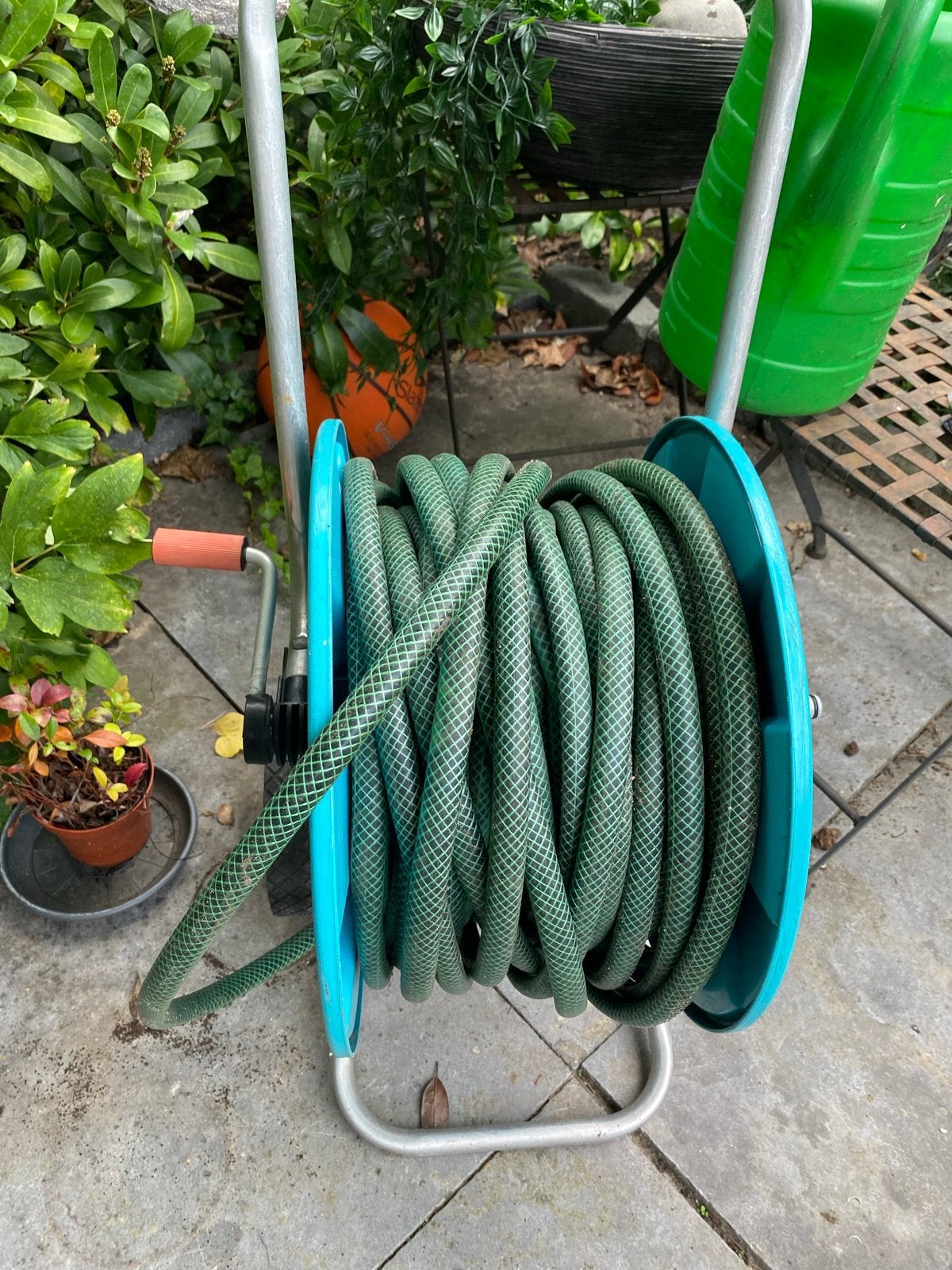 Gardena tuinslanghaspel met slang, Tuin en Terras, Ophalen, Gebruikt, Tuinslanghaspel