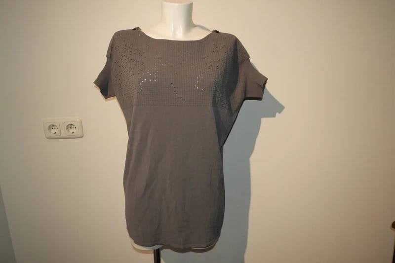 Sarah Pacini grijze stretch trui tuniek ritsen schouder One