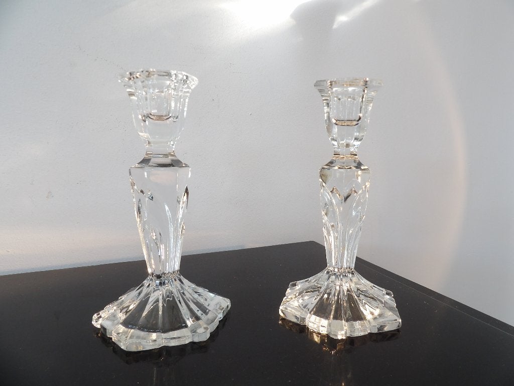 Art Deco Style Kandelaars Kristal, Ophalen of Verzenden, Kristal