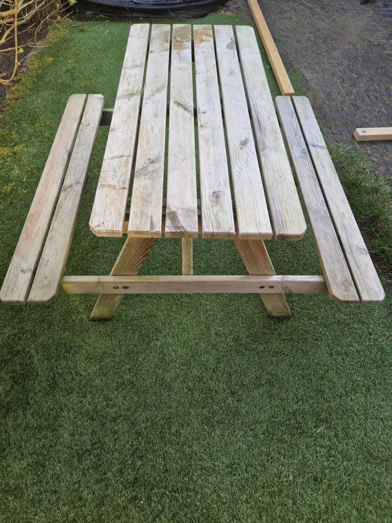 Houten kinderpicknicktafel 120x120x64cm, Tuin en Terras, Picknicktafels, Gebruikt, Rechthoekig, Hout, Ophalen