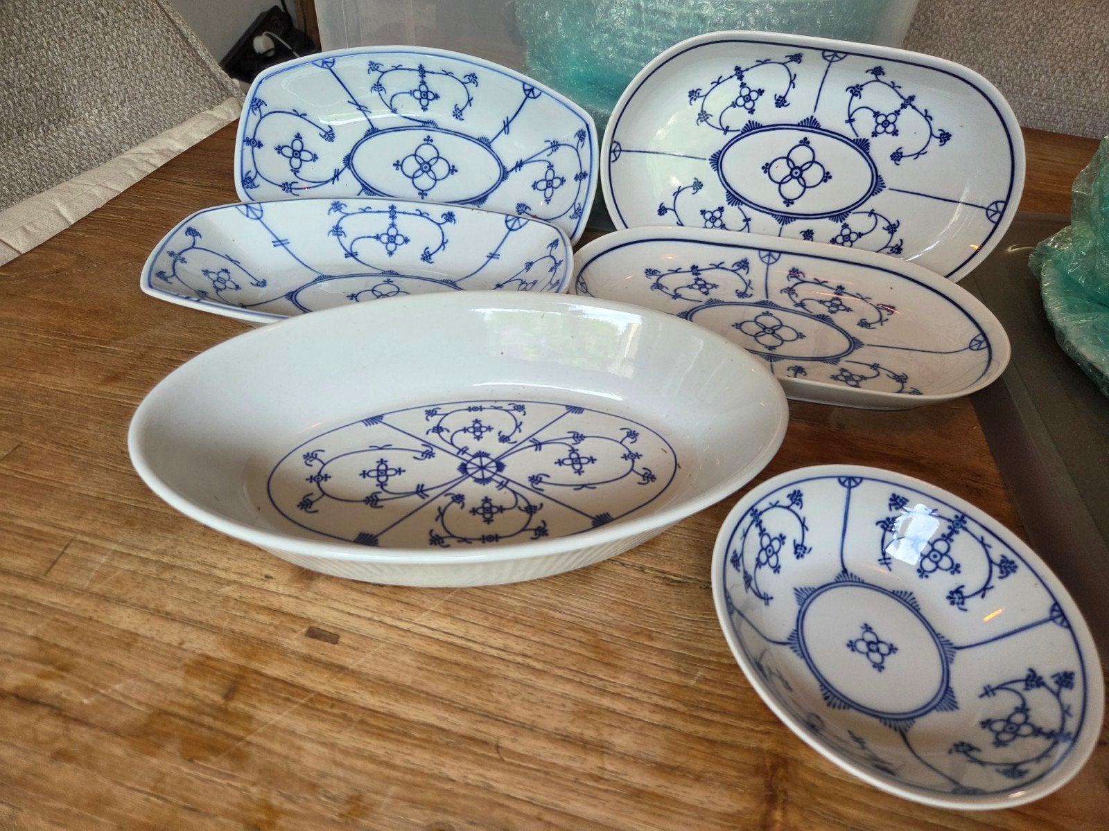 Set van 6 schalen Blauw Saks origineel, Ophalen