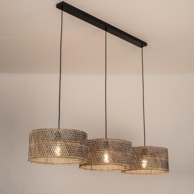 hanglamp riet rotan bamboe japandi eettafel bar tafel lamp, Ophalen of Verzenden, Nieuw, Hout