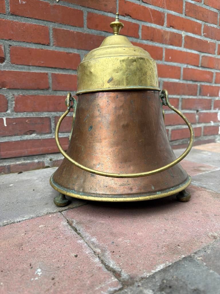 Koperen en bronzen pot met deksel, Antiek en Kunst, Antiek | Koper en Brons, Ophalen of Verzenden, Koper