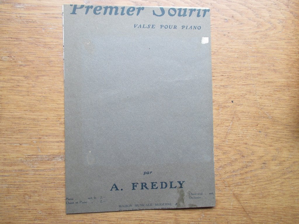 Premier sourire - a.fredly - wals voor piano, Gebruikt, Klassiek, Ophalen of Verzenden, Artiest of Componist