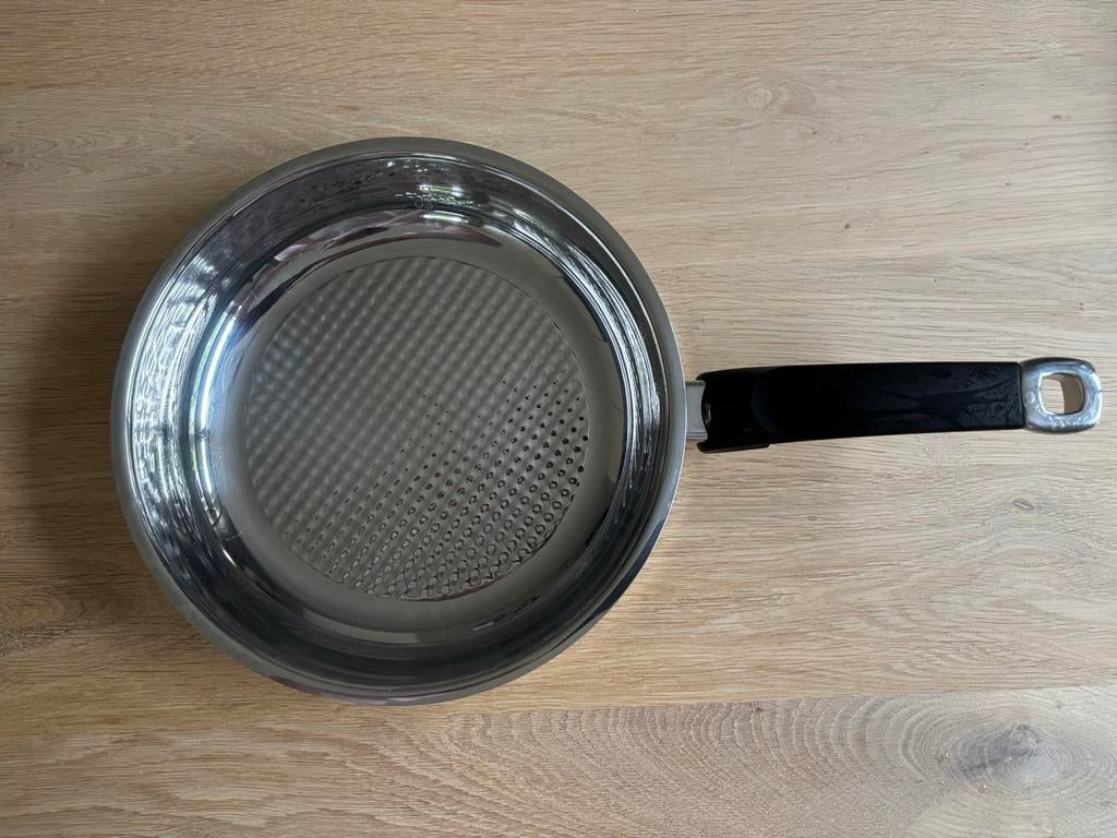 Fissler Koekenpan RVS 26cm - Geschikt voor Inductie, Inductieplaat, Ophalen of Verzenden, Zo goed als nieuw, Rvs