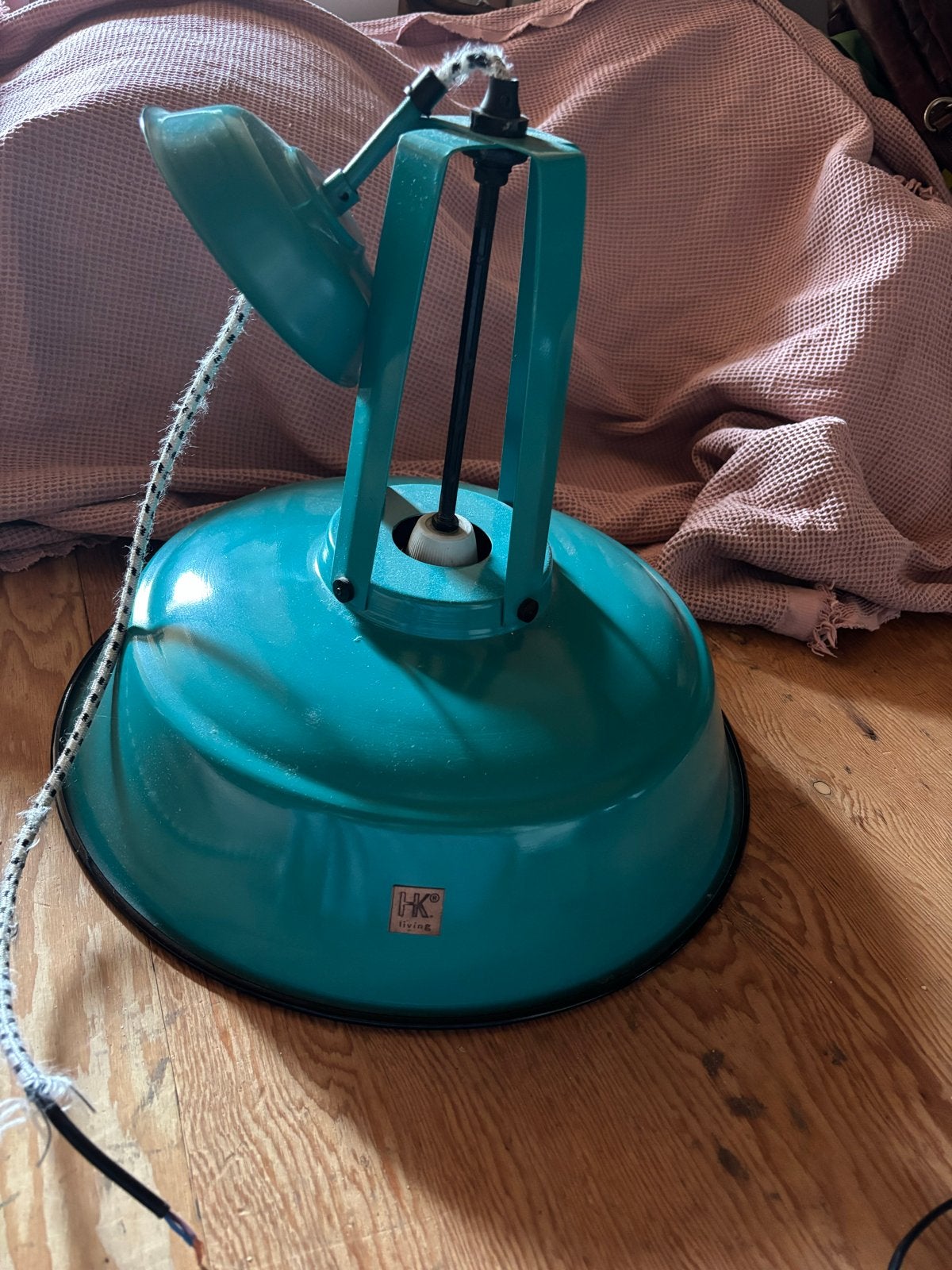 HKliving Industriële Hanglamp - Petrol, Huis en Inrichting, Lampen | Hanglampen, Ophalen of Verzenden, Gebruikt, Metaal, E27 (groot)