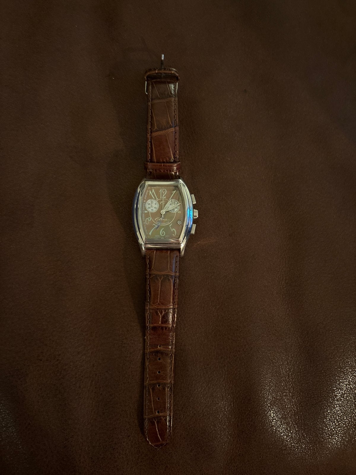 Elini New York Herenhorloge - Roestvrij staal & Leer, Overige merken, Staal, Polshorloge, Ophalen of Verzenden