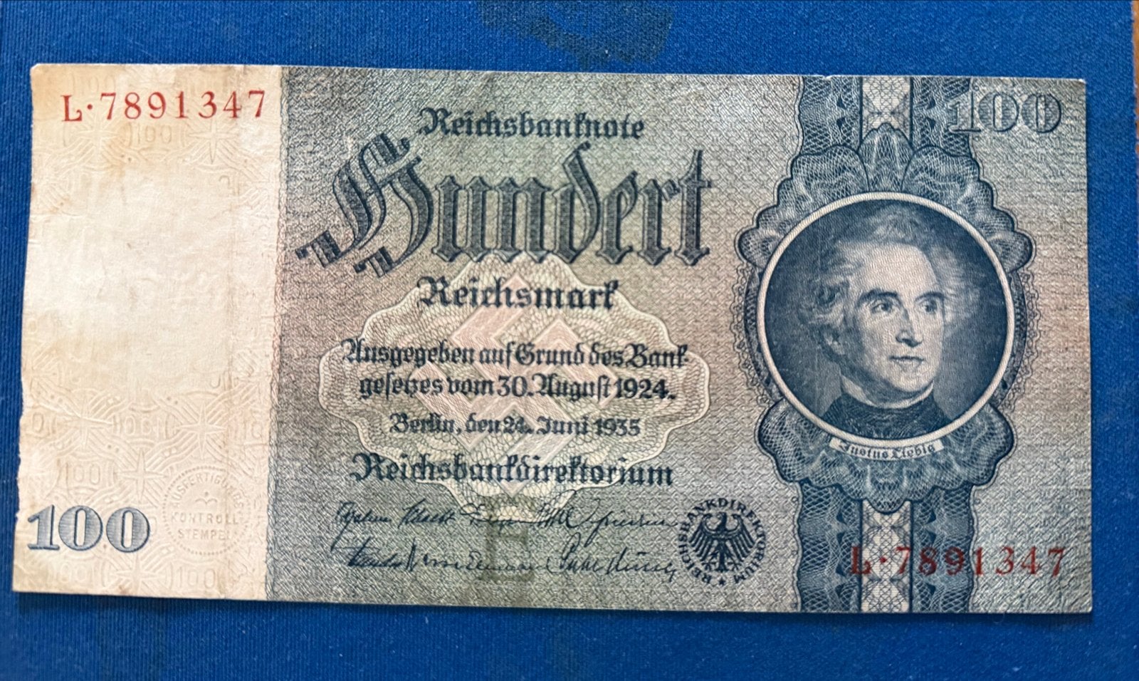 4 Duitse Reichsmark bankbiljetten (10, 20, 50, 100), Ophalen of Verzenden, Duitsland, Setje