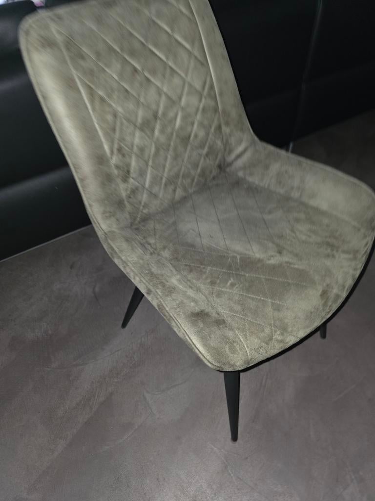 6 suedine eetkamerstoelen, Ophalen, Gebruikt, Grijs, Vijf, Zes of meer stoelen