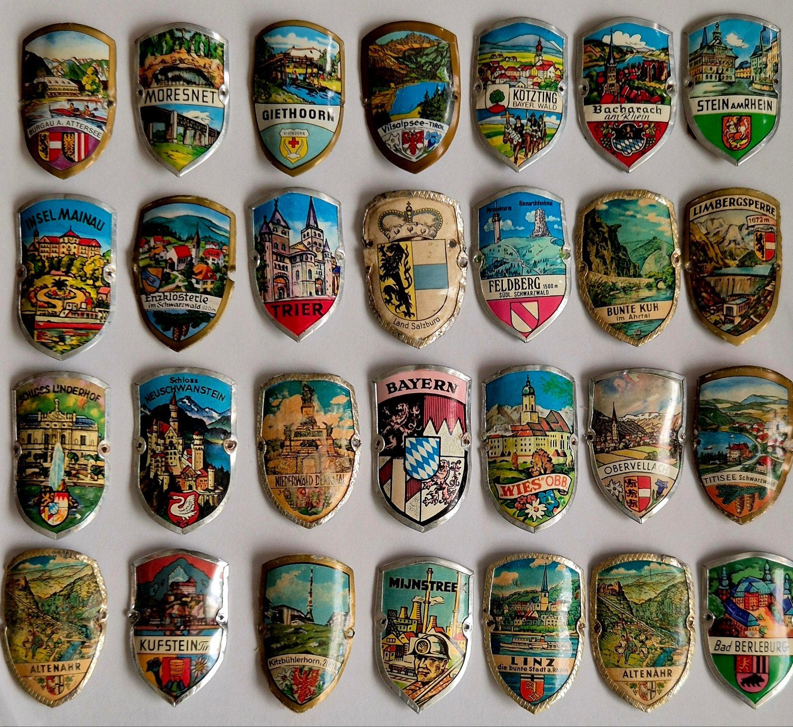 Vintage wandelstok emblemen, ook wel Stocknägel Stockschild, Ophalen of Verzenden