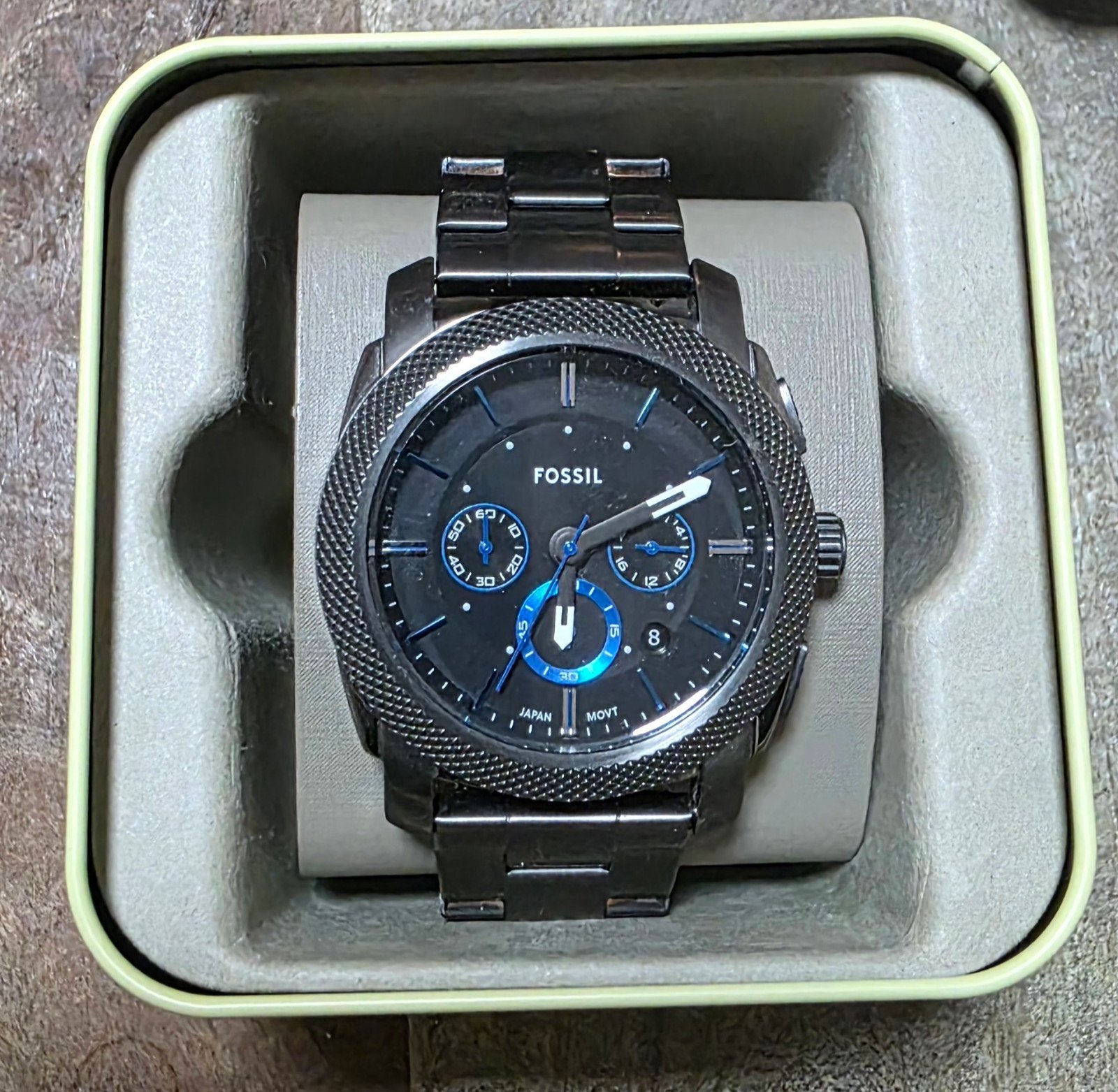 Fossil Machine Herenhorloge - Zwart Staal, Staal, Staal, Polshorloge, Ophalen of Verzenden