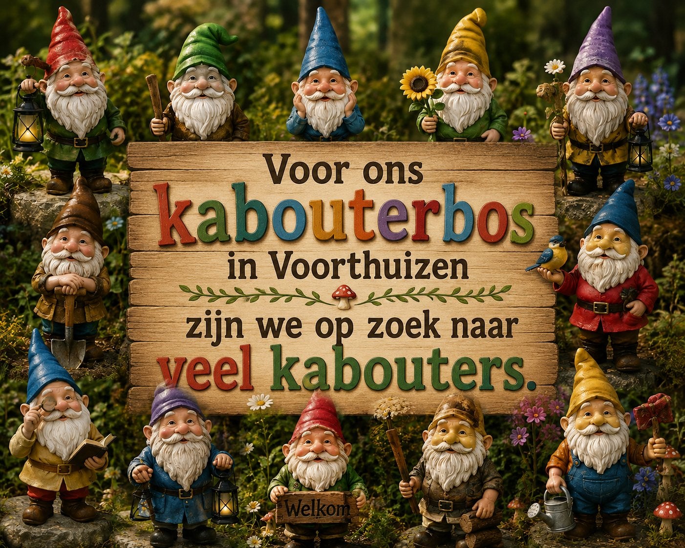 Kabouters gezocht. Partij kabouters Kabouterbos Kabouterdorp, Tuin en Terras, Tuinbeelden, Ophalen