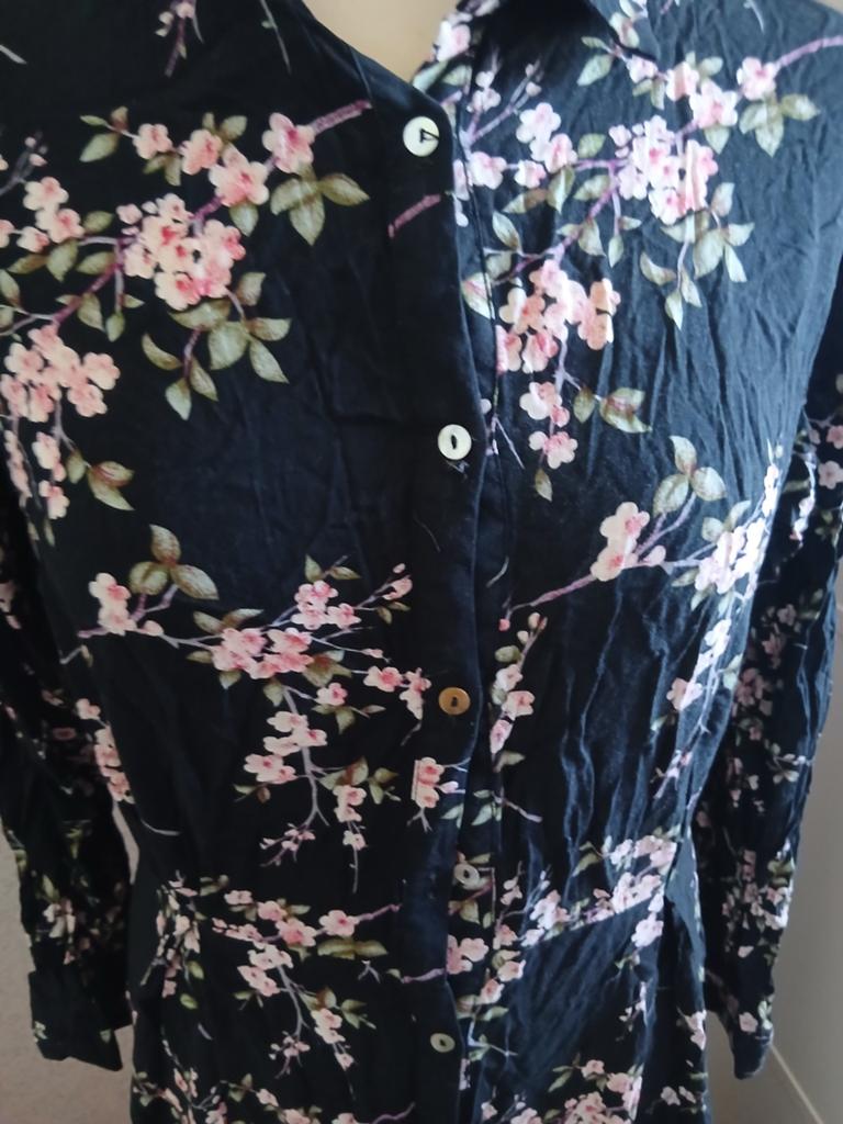 Jöwell Zwarte Jurk met Bloemenprint - Maat L, Kleding | Dames, Jöwell, Zwart, Maat 42/44 (L), Ophalen of Verzenden