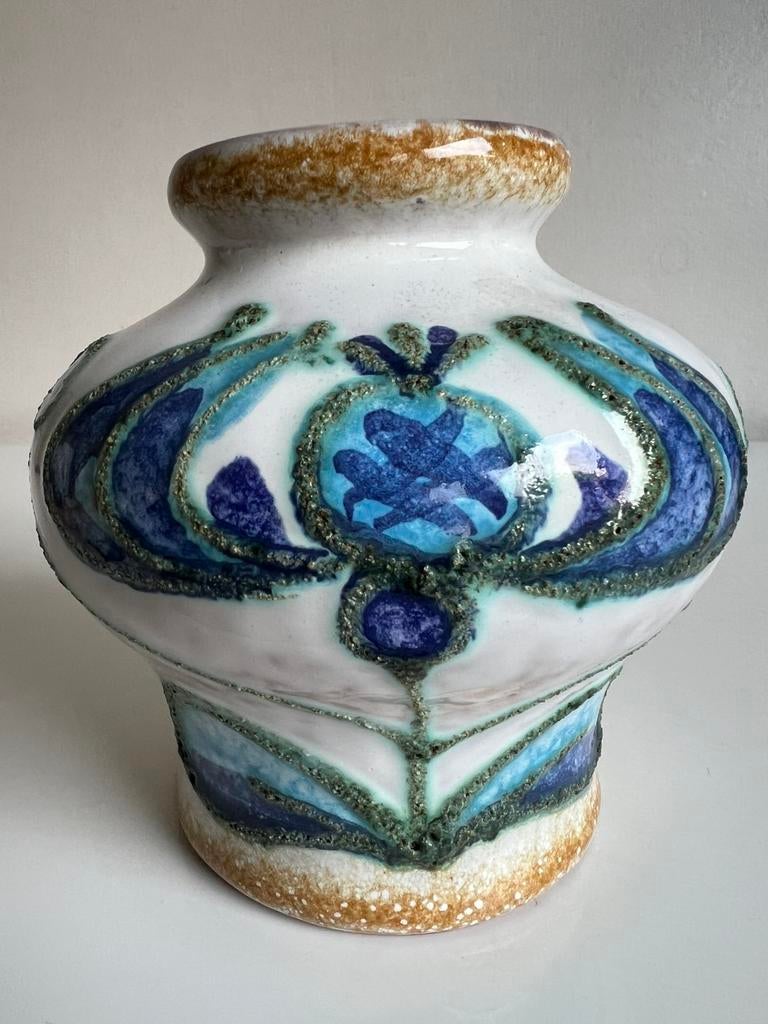Vintage STREHLA GDR Germany Vaas Turquoise Bruisglazuur 70’s, Ophalen of Verzenden