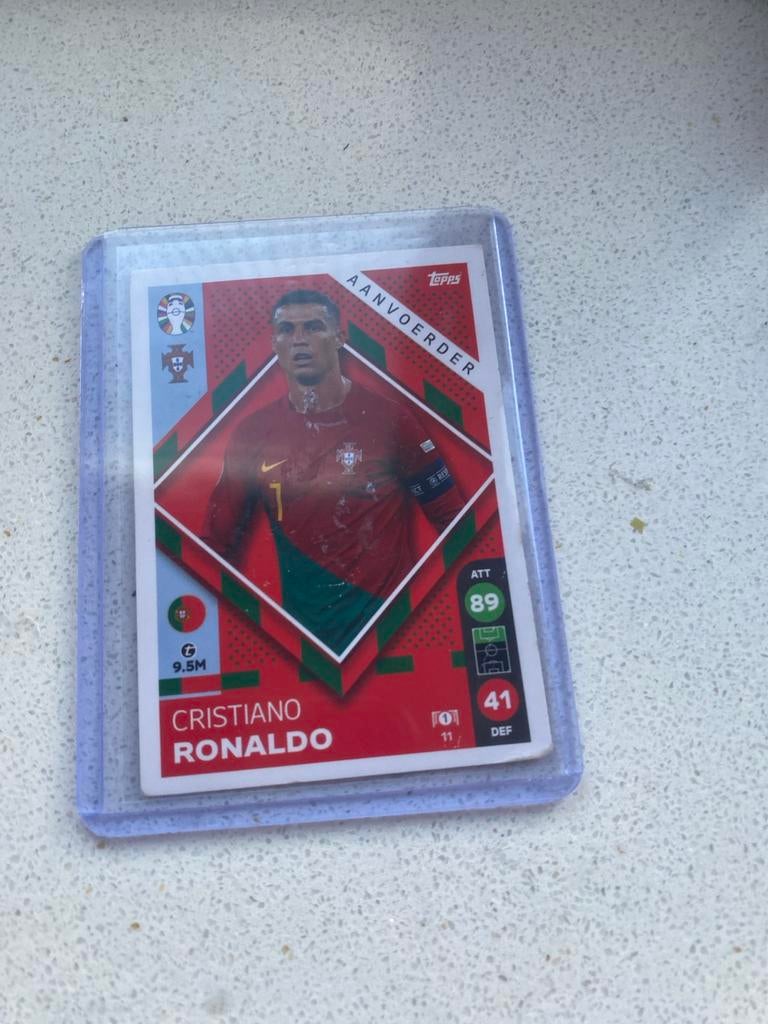 Topps Match Attax Cristiano Ronaldo Aanvoerder Kaart, Hobby en Vrije tijd, Stickers en Plaatjes, Ophalen of Verzenden, Zo goed als nieuw