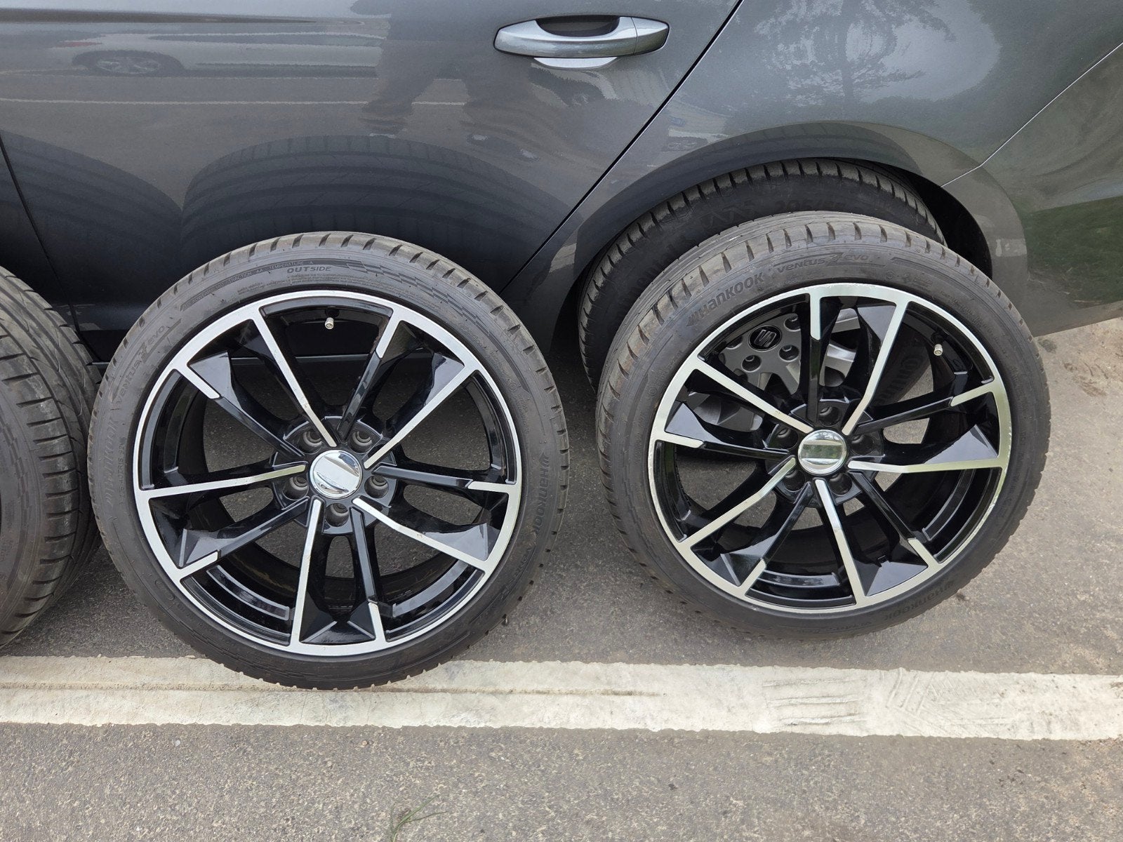 Set vier Velgen 18 inch  5x112  Met Hankook Banden 7,5mm, Auto-onderdelen, Ophalen, 18 inch, Banden en Velgen, Zomerbanden