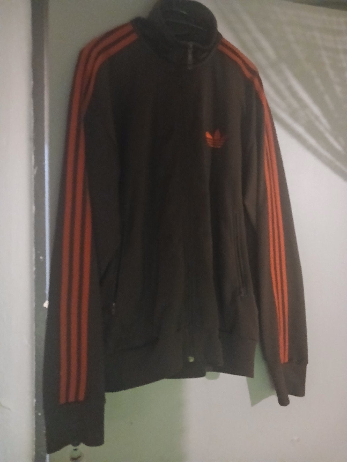 Adidas trainingsjack bruin met oranje strepen, Ophalen of Verzenden, Gedragen, Adidas