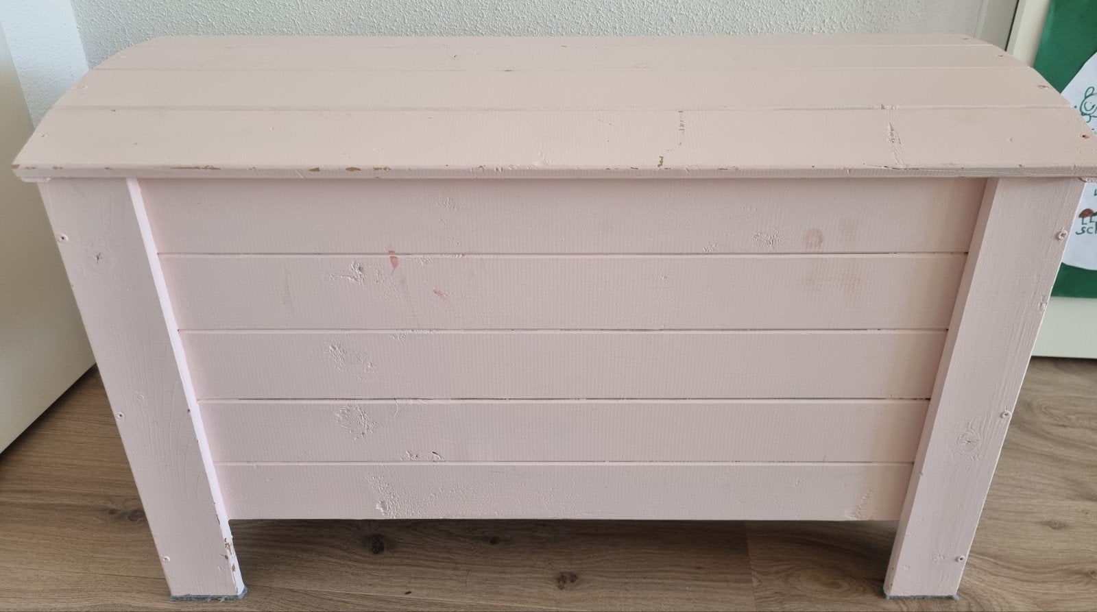 Roze houten speelgoedkist/opbergkist/verkleedkist, Ophalen, Gebruikt, 50 tot 100 cm, Minder dan 50 cm