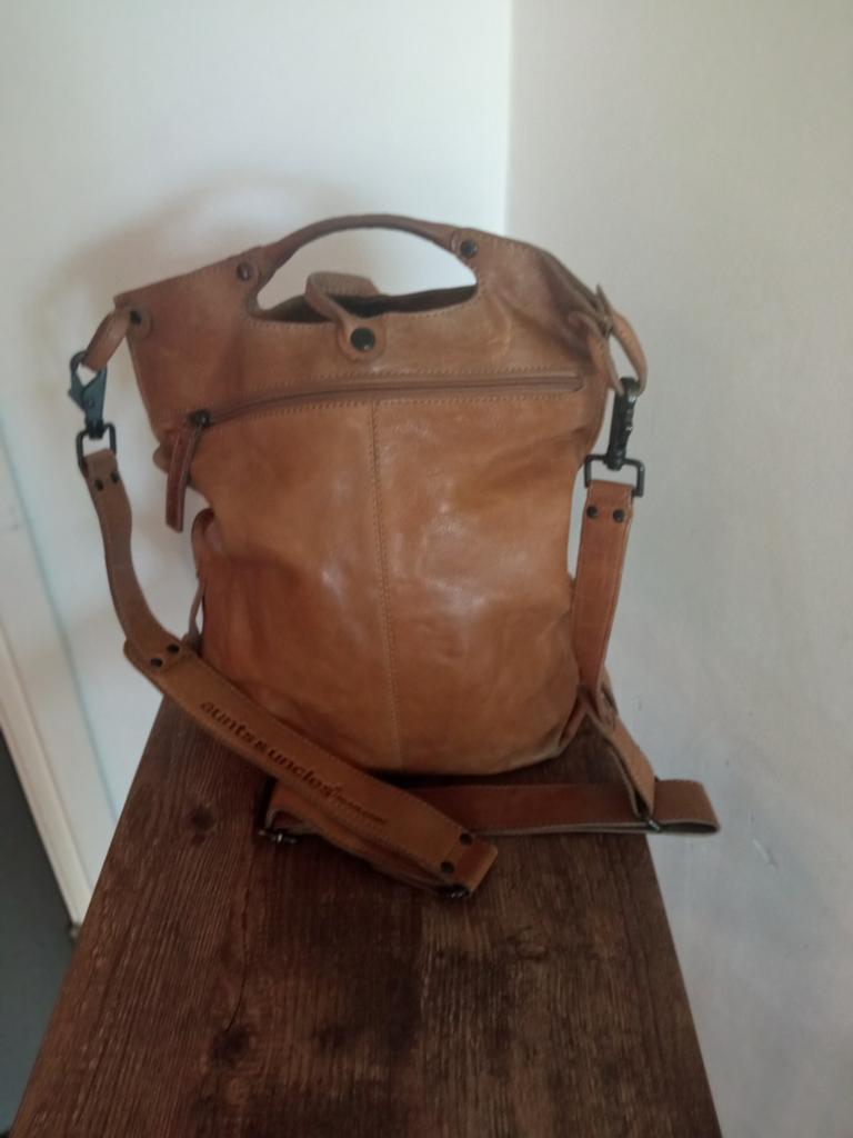 Aunts & Uncles Leren Tas in Zeer Goede Staat, Ophalen of Verzenden, Zo goed als nieuw, Bruin, Handtas
