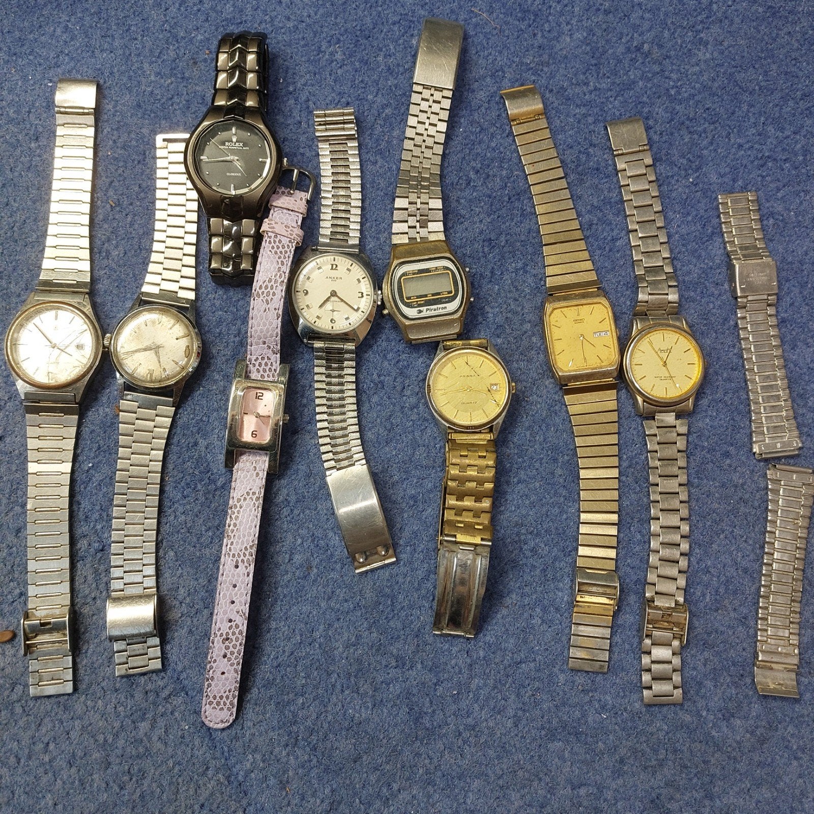 Partij oude horloges voor reparatie of onderdelen, Overige merken, Staal, Polshorloge, 1960 of later