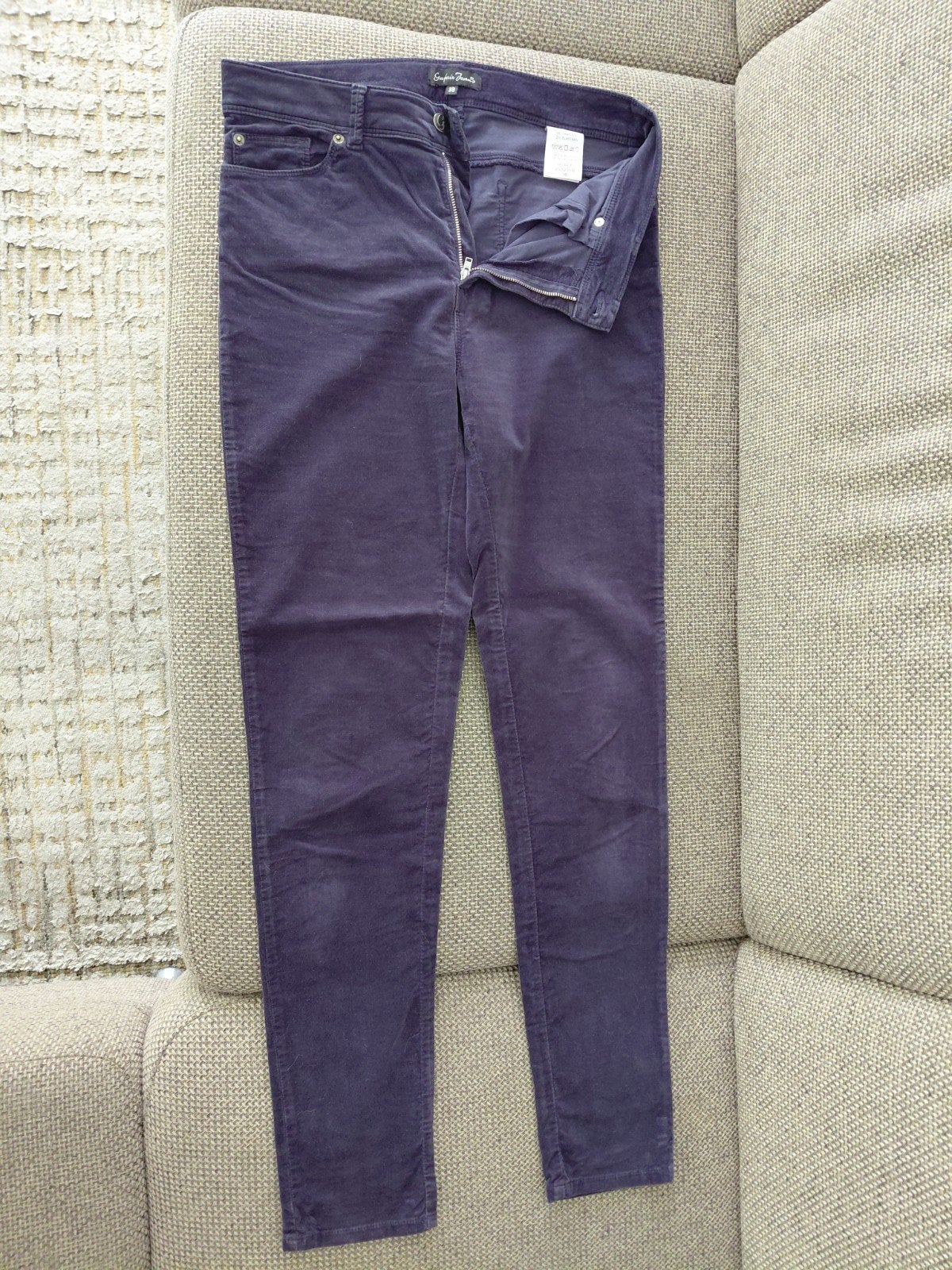 Fluwelen dames broek, mt 38, Maat 38/40 (M), Blauw, Ophalen of Verzenden, Zo goed als nieuw