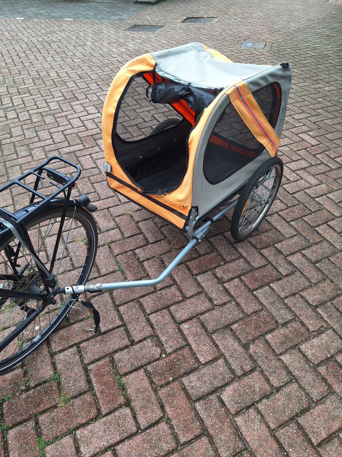 Hondenfietskar - Oranje/Grijs - Opvouwbaar, Ophalen, Gebruikt, Opvouwbaar, 20 tot 40 kg