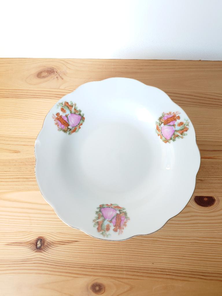 vintage porseleinen diep bord / schaal - romantisch tafereel, Ophalen of Verzenden