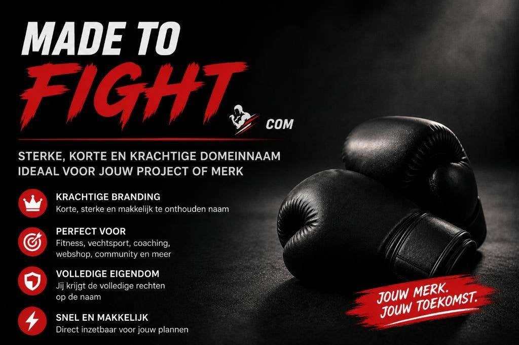 MadeToFight – sterke internationale internet domein te koop, Ophalen, Overige, Maat XS of kleiner, Vechtsportmateriaal