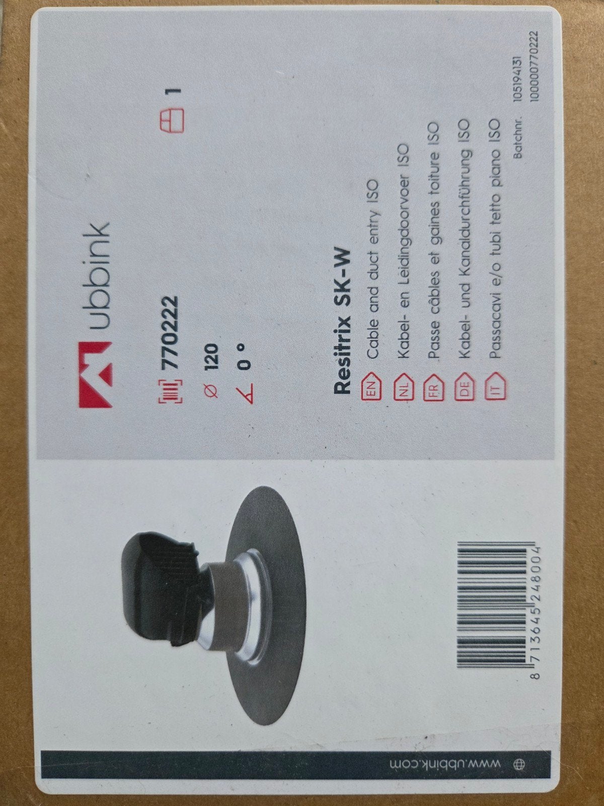 Ubbink dakdoorvoer 120mm voor plat dak, Kunststof, Zwart, Nieuw, Ophalen of Verzenden
