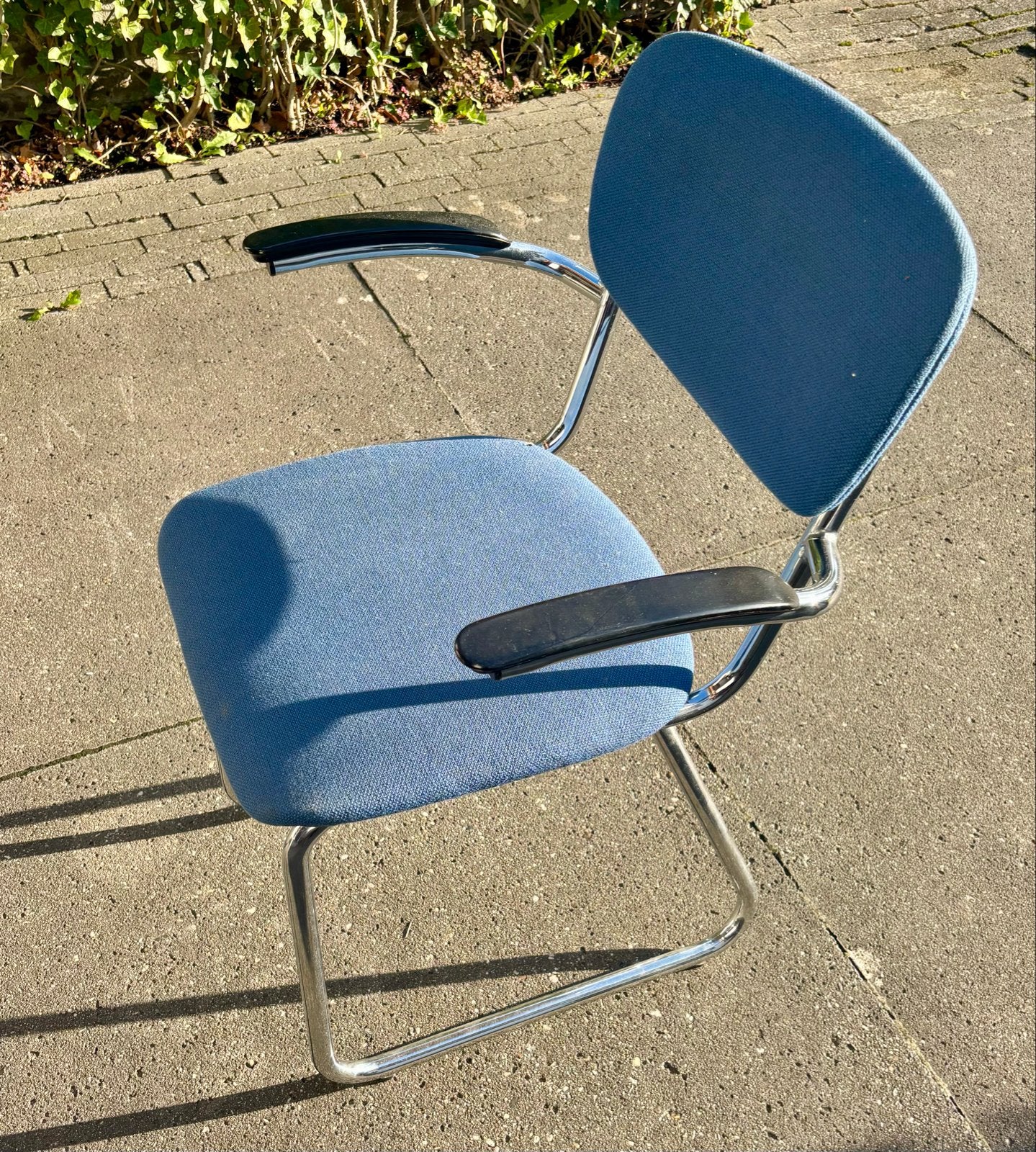3 Retro Stoelen - Gispen Stijl - Blauw, Huis en Inrichting, Ophalen, Gebruikt, Drie, Blauw